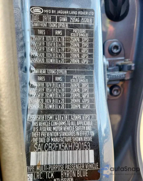 2019 Land Rover Discovery Sport Hse from USA, damaged, VIN SALCR2FX5KH790153